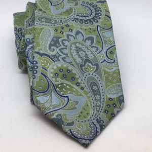 Geoffrey Beene New Green Paisley silk tie